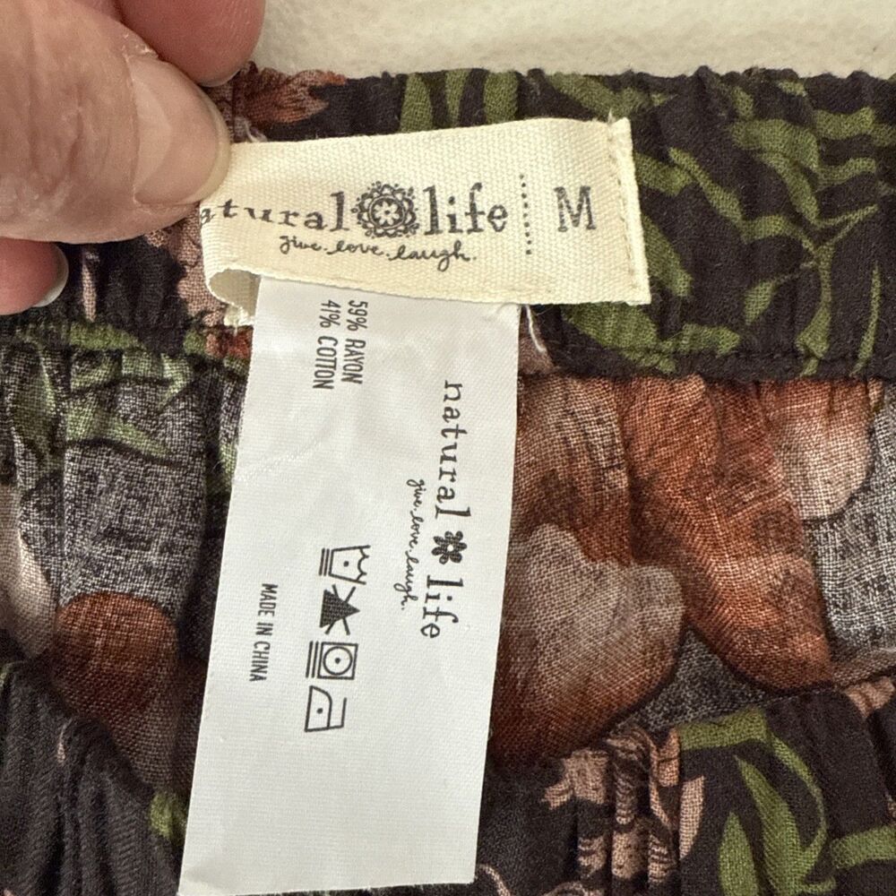 Natural Life Brown Floral Palazzo Pants Women's Size Medium - Picture 8 of 12